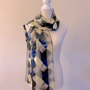 New women’s geometric fashion scarf size 13x29 inch semi shine fabric